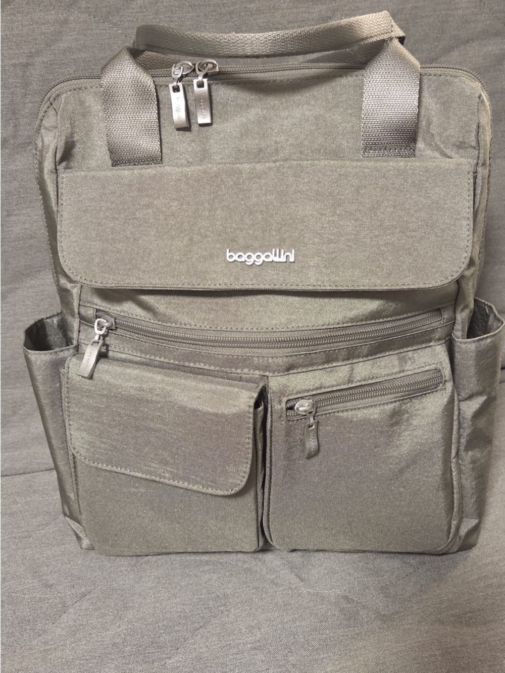 Baggallini Gray Multi-Pocket Backpack Tote